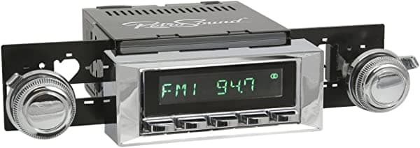 RetroSound HC-216-03-73 Hermosa Radio de ajuste directo para vehículos clásicos (cara cromada y botones y bisel negro)