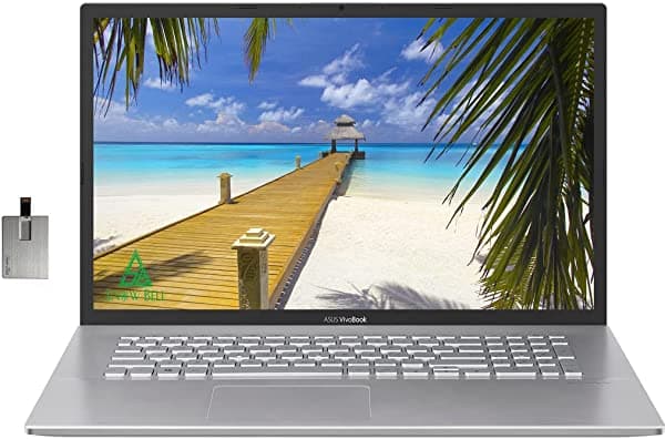 ASUS Vivobook 2022 - Laptop HD+ de 17.3 pulgadas, Intel Core i5 de 10ª generación, 20 GB de RAM, 1 TB HDD, 256 GB PCIe SSD, Intel HD Graphics 5000, teclado Chiclet, cámara web HD, HDMI, Windows 11, plata, tarjeta USB de 32 GB