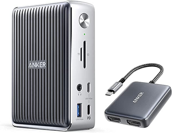 Anker Thunderbolt 3 Docking Station y USB C a Dual HDMI Adapter Bundle, PowerExpand Elite 13-in-1 Thunderbolt 3 Dock, PowerExpand USB-C a Dual HDMI Adapter, para MacBook, XPS, y más
