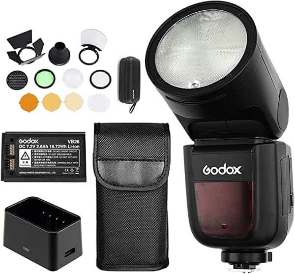 Godox V1-S con kit de accesorios AK-R1 para cámara Sony Flash Speedlight GLAN-V1-S+AK-R1