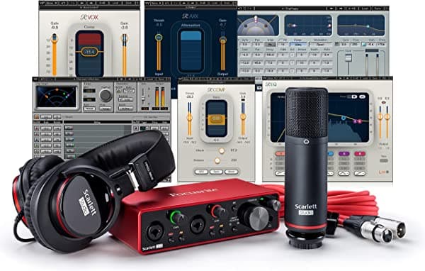 waves Focusrite Scarlett 2i2 Studio Package (3ª generación) Interfaz de audio USB más Waves Musicians 2 paquete de grabación
