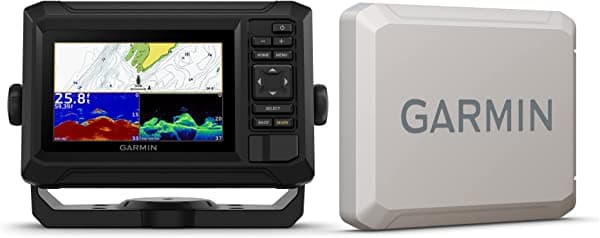 GPS City Garmin ECHOMAP 54cv UHD2 Keyed Chartplotter con pantalla de 5 pulgadas, US BlueChart g3, GT20-TM transductor y paquete de cubierta (010-02591-01), negro
