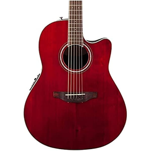 Artist Unknown Ovation cs24-rr Celebrity Standard mid-depth Ruby rojo guitarra acústica/eléctrica con Gig Bag y soporte CS24-RR BUNDLE