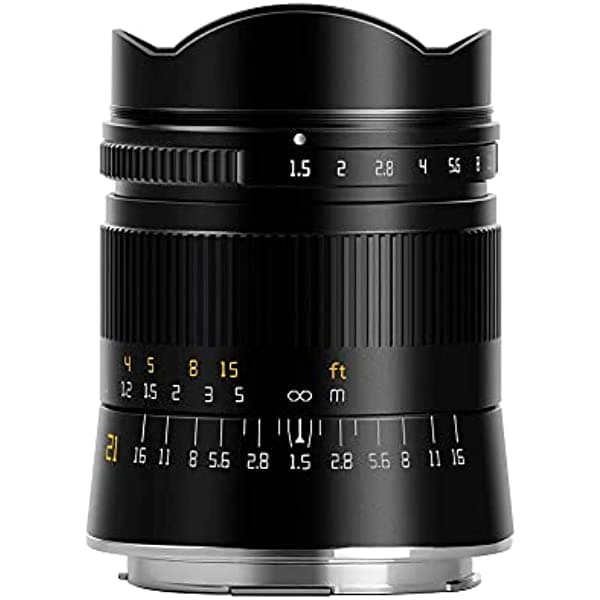 TTArtisan Lente gran angular ASPH de 0.827 in F1.5 Full Fame para cámaras Leica M-Mount Like M2 M3 M4 M9 M10 Negro TTArtisan 21mm F1.5 Leica B