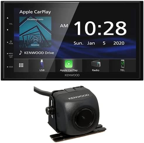 Kenwood Dmx47S - Receptor Multimedia Digital De Pantalla Capacitiva De 6.8 Pulgadas Con Función Automática Apple Carplay Y Android (No Reproduce Cd) | Plus Kenwood Cmos-130 Cámara De Visión Trasera DMX47-130