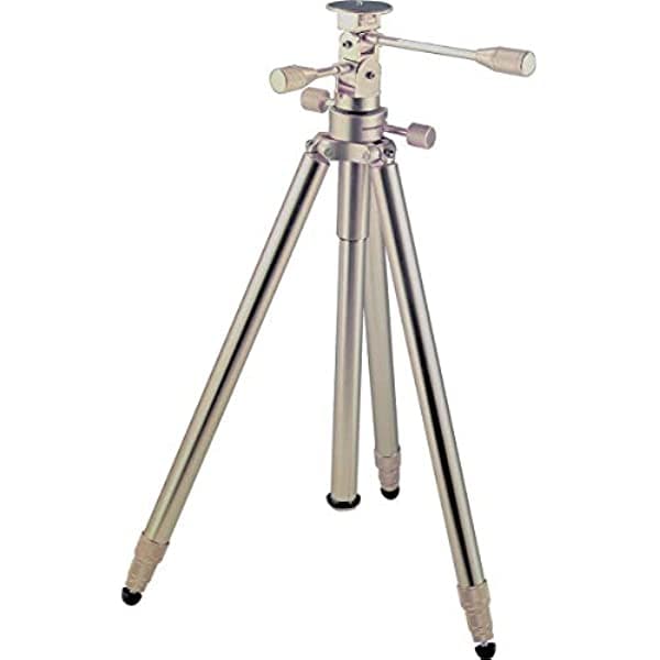 Tiltall Trípode/monopie clásico de aleación de aluminio de 3 secciones con cabezal de bandeja de 3 vías, color plateado Aluminum Alloy Tripod