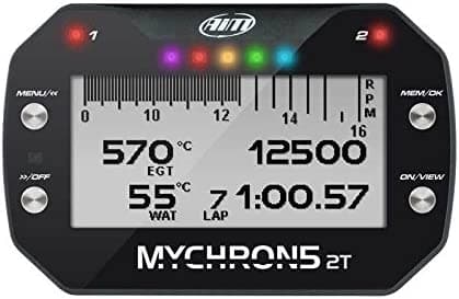 MM Racing AiM MyChron 5 2T Dash Logger con GPS con WiFi - 2 sensores de temperatura incluidos; EGT y sensor de agua