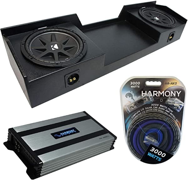 Harmony Audio Kicker Bundle compatible con Chevy Silverado Extended Truck 43C124, caja para subwoofer cargada con dos parlantes de 12" y amplificador HA-A800.1 KICKER16-PACK1832-H
