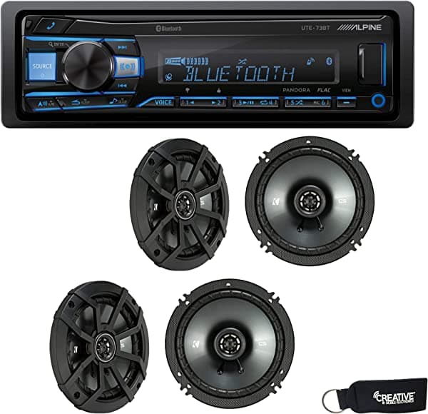 Alpine Receptor Bluetooth UTE-73BT (sin CD) y dos pares de altavoces coaxiales 43CSC654 de 6.5 pulgadas UTE-73BT+(2)43CSC654