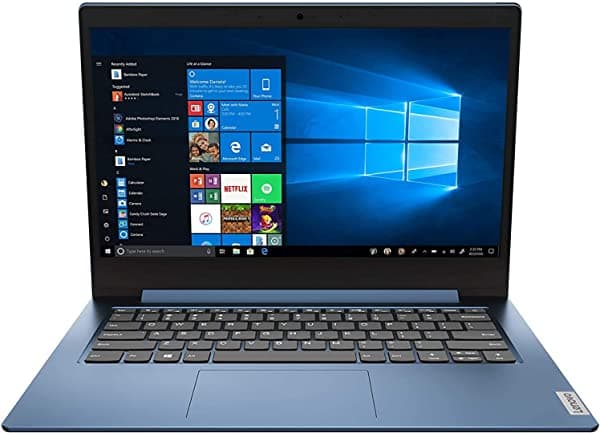 Amazon Renewed Lenovo IdeaPad 1 14.0" HD - Notebook Intel Pentium Silver N5030, 4 GB, 128 GB SSD, Windows 10 S, azul hielo (reacondicionado) Lenovo 14inch Laptop