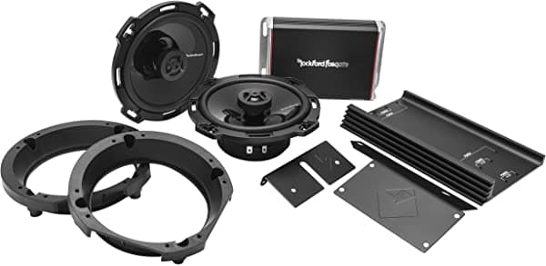 Rockford Fosgate Kit de audio frontal de 300 vatios para motocicletas Harley Davidson 1998-2013 COMINU031118
