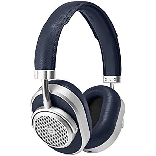 Master & Dynamic MW65 Active Noise-Cancelling (ANC) - Auriculares inalámbricos - Auriculares Bluetooth con micrófono, color plateado y azul marino MW65S4