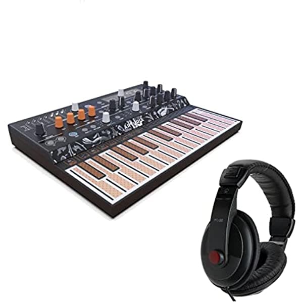 Arturia MICROFREAK - Sintetizador con teclado plano Poly-aftertouch + audífonos Samson + adaptador de corriente y paño de pulido de audio líquido (5 artículos)