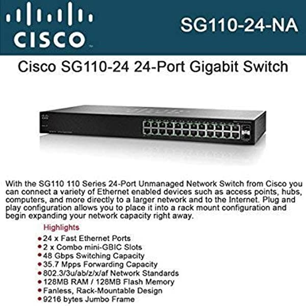 Cisco Small Business Sg110-24 - Conmutador - 24 puertos - No administrado - Montaje en rack 4328626146