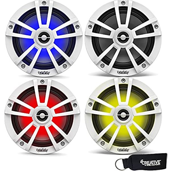 Infinity Marine Bundle - Dos pares de altavoces coaxiales Infinity 622MLW Marine 6.5 pulgadas RGB LED - Blanco (2)622MLW