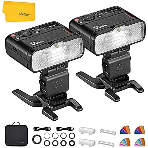 Godox MF12 Macro Flash 2 Kit de 2 piezas, control inalámbrico 2.4G, modo TTL/M, batería de litio integrada de 3.7 V/6.29 W, cámara apagada TTL Flash compatible con Canon Nikon, Sony, Fuji, Olympus Panasonic
