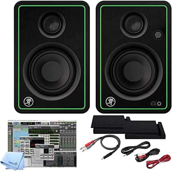 Mackie CR5-X BT Monitores Multimedia Bluetooth 5 Pulgadas Bundle con Kit de Cables Pro, Pro Tools First DAW, Pads de Aislamiento