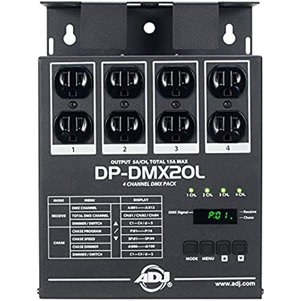 ADJ Products DMX20L - Dimmer/Switch universal DMX de 4 canales, DP compacto y portátil DP DMX20L