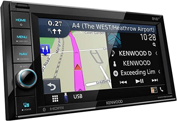 KENWOOD DNR-4190DABS Sistema de navegación multimedia de 6.8 pulgadas, con panel táctil, reproductor multimedia, Apple CarPlay, DAB+, Garmin Navigation