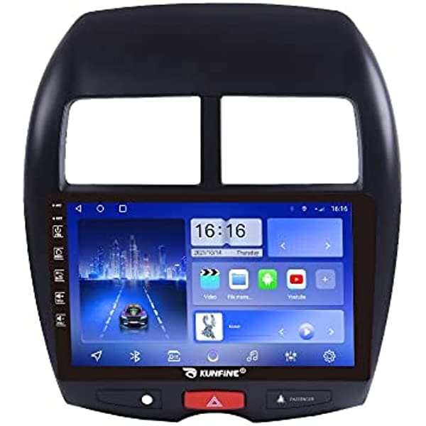 KUNFINE Radio Android CarPlay y Android Auto Autoradio con navegacion, reproductor multimedia, estereo GPS pantalla tactil RDS DSP BT WiFi reemplazo para Mitsubishi ASX 2010-2019, si corresponde