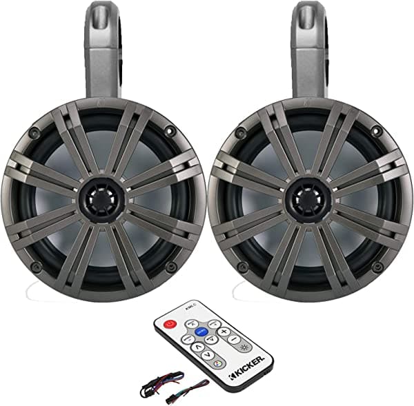 KICKER Sistema de torre LED marino de 8 pulgadas (blanco) incluye control remoto de 41 KMLC 43KMTES8W+41KM84LCW
