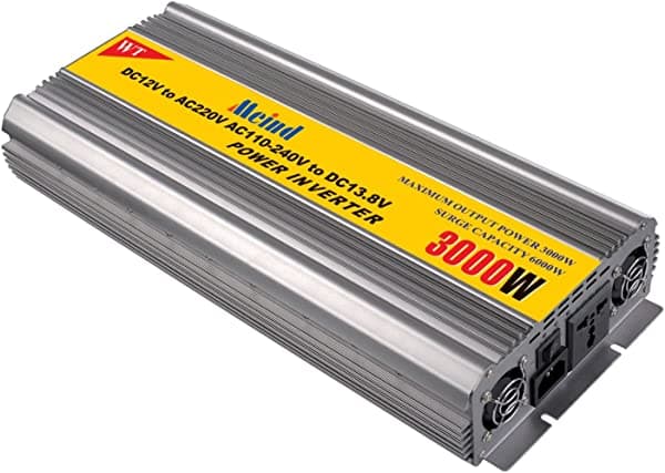 Meind Technology Inversor de potencia 3000W pico 6000 vatios DC 12V a AC 220 voltios 230V convertidor con función de carga de batería convertidores 50HZ (DC12V a AC220V) MND-3000W(12V-110V)