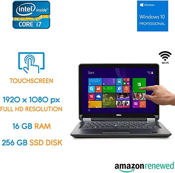 Amazon Renewed Dell Latitude E7440 - Intel Core i7-4ta generación - 16GB RAM 256GB SSD + Windows 10 Pro (reacondicionado certificado)