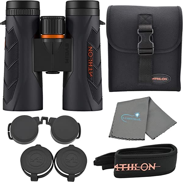 Athlon Optics Midas G2 UHD - Paquete de binoculares con un paño de limpieza Lumintrail (10 x 42) 113008