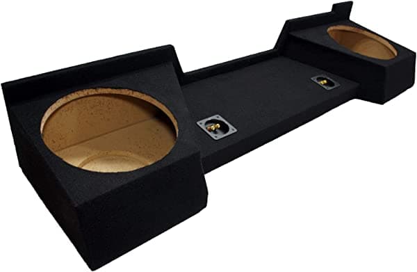 American Sound Connection Caja para subwoofer doble de 12" Kicker C12 compatible con Chevy Silverado 07-12 Extended Cab Truck, 600 watts pico GM2X12-EX07_10C12-4-N_10C12-4-N