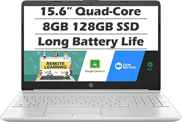 HP Laptop Full HD de 15.6 pulgadas (último modelo), Intel Core i3-1115G4 (Beats i5-8265U), 8GB DDR4 RAM, 256GB PCIe SSD, lector de huellas dactilares, cámara web, HDMI, Wi-Fi, Bluetooth, Windows 10 en modo S, plateado + Nly MP HP 15.6 Laptop