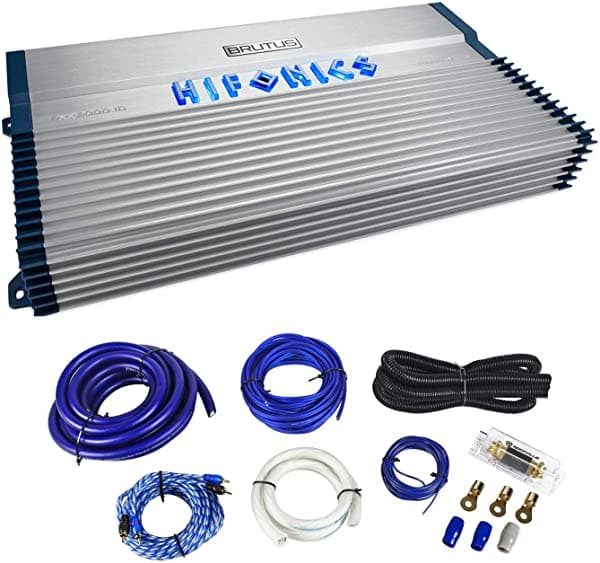 Hifonics BXX2000.1D Brutus Class D 2000W RMS - Amplificador de subwoofer para coche con kit de amplificador BXX2000.1D+KIT