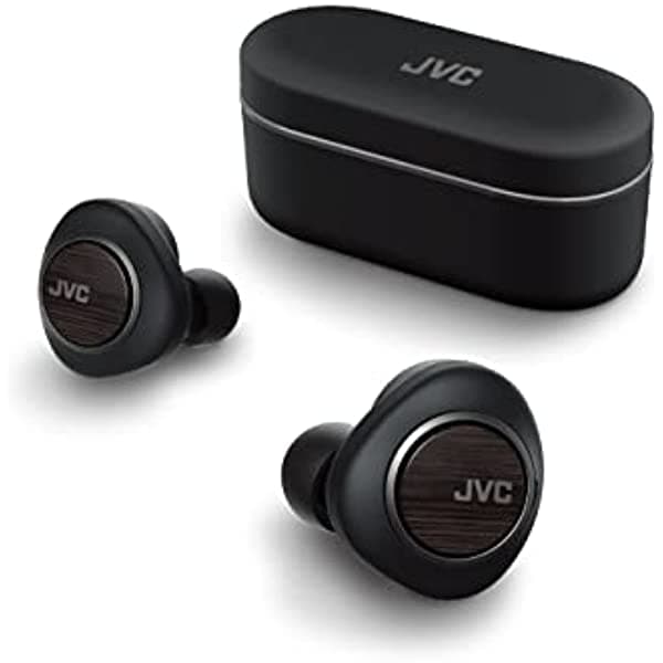 JVC HAFW1000T - Controlador de carbono de madera (0.433 in), auriculares inalámbricos Bluetooth 5.2, Qualcomm Adaptive ANC con tecnología K2, batería recargable de 28 horas, auriculares Spiral Dot Pro incluidos