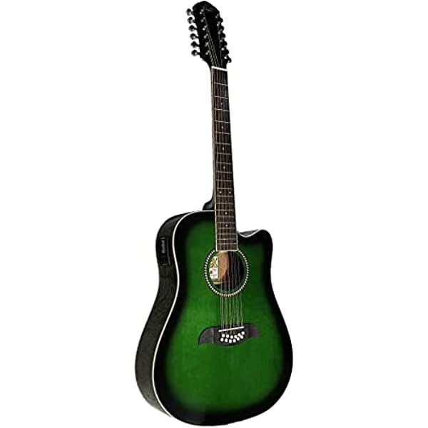 Oscar Schmidt OD312CE - Guitarra electroacústica de 12 cuerdas, verde translúcido OD312CETGR