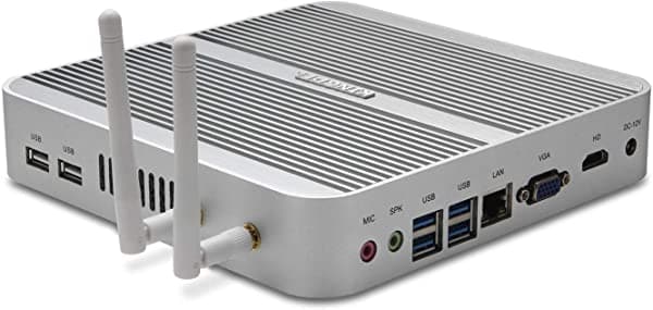 KINGDEL Computadora doméstica sin ventilador, Windows 11 HTPC con CPU Intel i5 de doble núcleo, 8 GB de RAM, SSD de 128 GB, disco duro de 1 TB, puerto HD, VGA, 4 USB 3.0, carcasa metálica NC240 4200U