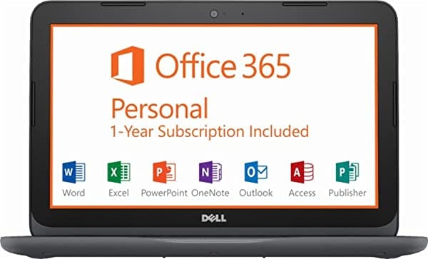 Dell Inspiron Premium 11.6" HD Laptop, AMD Dual-Core A6 Processor, 4GB DDR4, 32GB SSD, AMD Radeon R4, MaxxAudio, Bluetooth, WiFi, HDMI, USB 3.0, Webcam, With 1 year Office 365, Win 10, only 2.93 lbs Dell-11.6-A6
