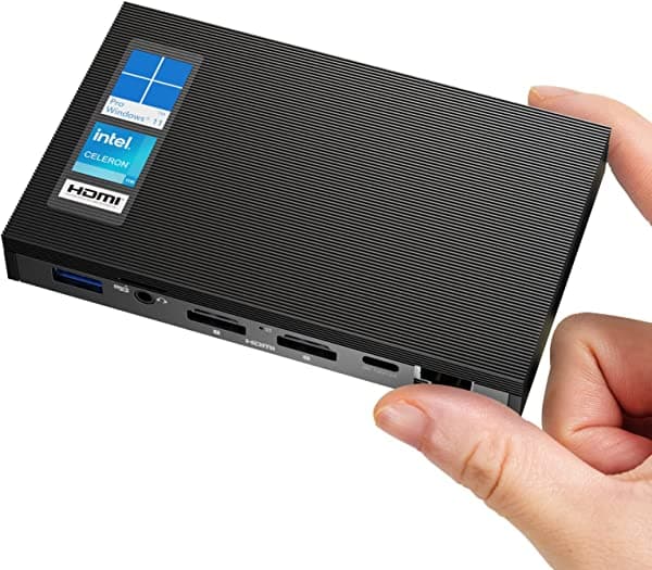 MeLE Quieter3Q Mini PC sin ventilador Windows 11 Pro Celeron N5105 Computadora de escritorio pequeña 8G LPDDR4 128G ROM Micro Form Factor PC compatible con WiFi 6, BT 5.2, Gigabit Ethernet, Dual 4K HDMI para oficina/hogar/negocios..