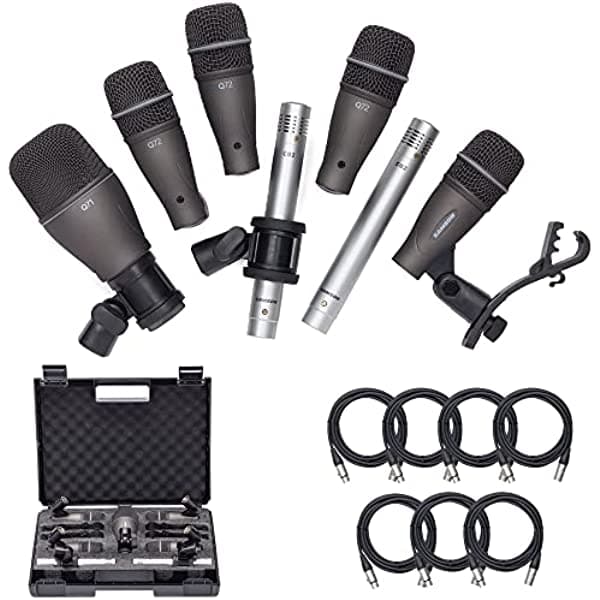 Samson DK707 - Kit de micrófono de batería de 7 piezas con 7 cables de micrófono XLR premium, XLR-M a XLR-F - Paquete de accesorios de grabación 4330235231