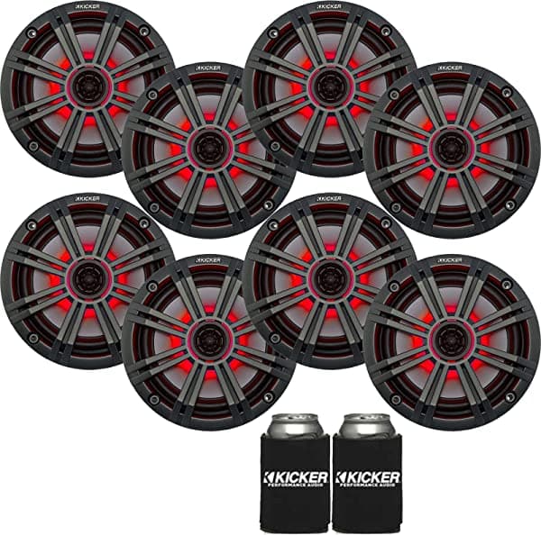 KICKER Altavoces LED marinos de 6.5 pulgadas (cantidad 8), 4 pares de altavoces de repuesto OEM 8KM654L-CG