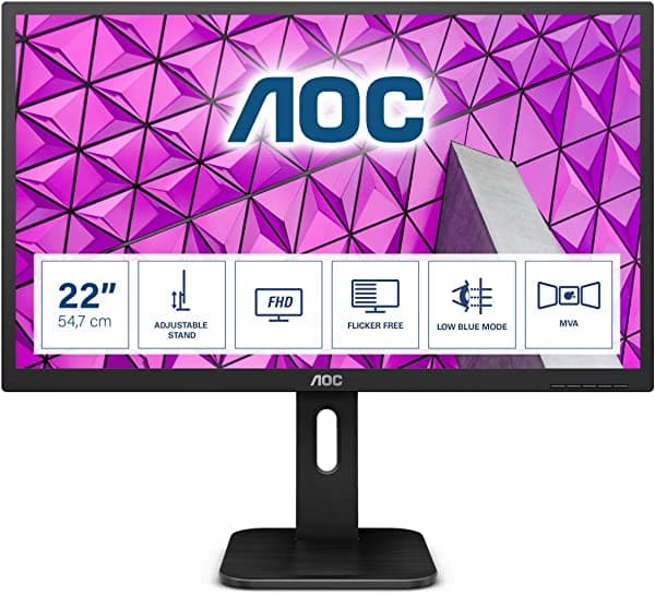 AOC Monitor 21,5" LED MVA 22P1 1920 x 1080 Full HD Tempo di Risposta 5 ms