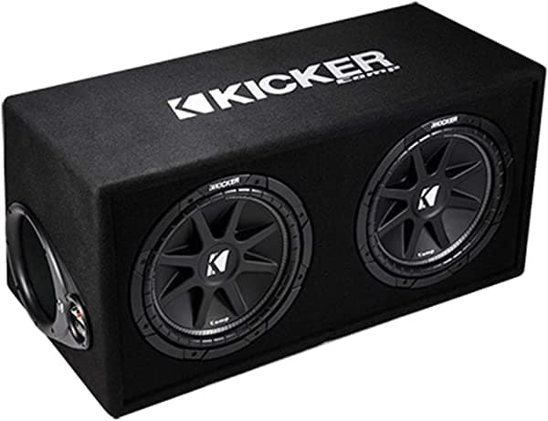 KICKER 43DC122 - Carcasa de subwoofer con doble audio para coche, 12 pulgadas, 600 W, Comp