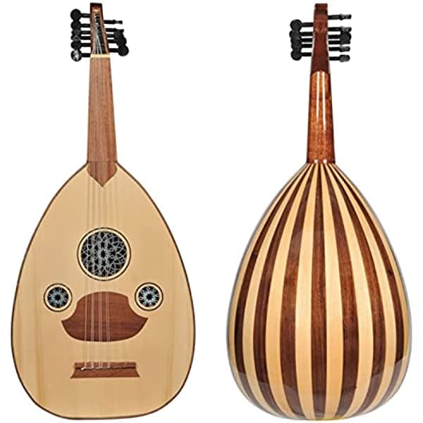 Zaza Percussion Amazing Profesional Arabic Oud con estuche de transporte suave (Reyes árabes - Nogal - Iroko) Turkish Oud 166C