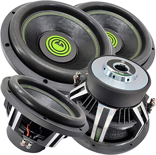 Par de subwoofer de audio para automóvil Gravity Warzone de 12 pulgadas de 6000 vatios con potencia DVC de 4 ohmios (2 woofers) GW12D-Pair