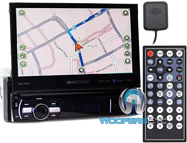 Soundstream VRN-75HB Pantalla táctil de 7 pulgadas 1-DIN con DVD, CD/MP3, receptor AM/FM con navegación GPS y Android PhoneLink