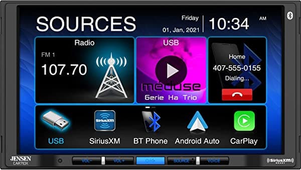 Jensen CAR710X - Receptor multimedia sin mechas de 7 pulgadas con Apple CarPlay l Android Auto l SiriusXM-Ready l Bluetooth incorporado l 240 vatios de potencia MOSFET (60 W x 4)