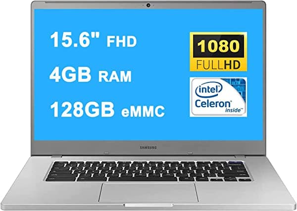 Samsung 4+ Chromebook Laptop Computer 15.6 pulgadas FHD WLED, procesador Intel Celeron N4000 4GB RAM 128GB eMMC USB-C Webcam Chrome OS