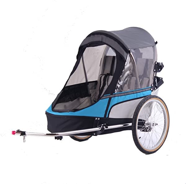 Wike Remolque de bicicleta doble 3 en 1 Premium + paseo + trotar WDPTSJRG