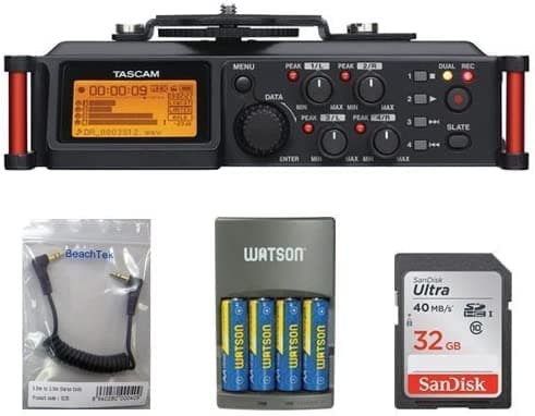 Tascam DR-70D grabadora de audio de 4 canales para cámara DSLR, con accesorios. Conjunto n.º DR70DK