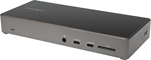 StarTech.com Base USB C - Estación de acoplamiento USB tipo C con monitor triple 4K - Power Delivery de 100 W - Modo Alt DP 1.4 y DSC, 2 DisplayPort 1.4/HDMI 2.0 - 6 USB (2 x 10 Gbps), SD - Windows/Chrome (DK31C2DHSPD)