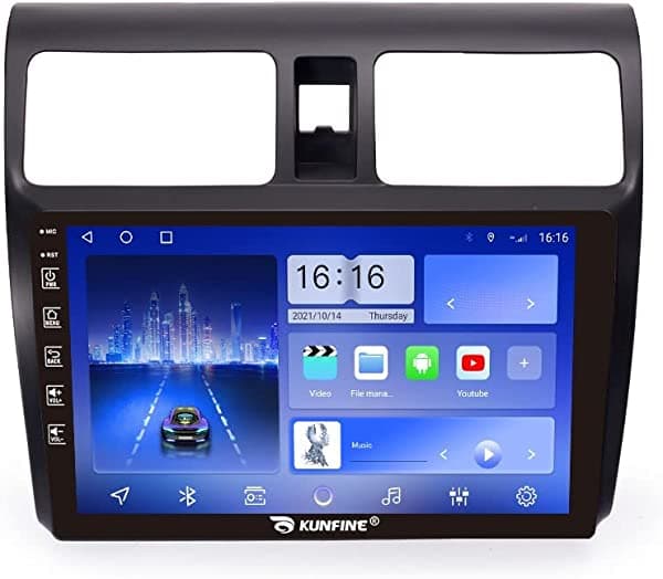 KUNFINE Radio Android CarPlay & Android Auto Autoradio con navegación Reproductor Multimedia Estéreo GPS Pantalla táctil RDS DSP BT WiFi Reemplazo para Suzuki Swift 2005-2010, si corresponde