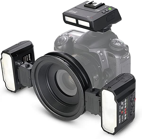 MEKE Meike MK-MT24 2.4G Wireless Close-Up Speedlight Macro Twin Lite Flash para Nikon F-Mount Z-Mount cámaras SLR digitales D1X D2 D2H D2X D3 D3X D200 D300S D700 Z6 Z7, etc. MK-MT24-MK